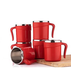 Deals, Discounts & Offers on  - SUGAR Homeware Stainless Steel Double Wall Travel Tea Coffee Cups and Mugs (tea6, red)