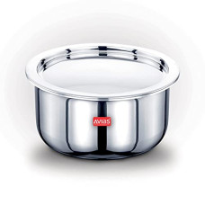 Deals, Discounts & Offers on Cookware - Avias Riara Triply Tope with Lid, 18cm Stainless Steel Tope, Induction Base, Triply Patila, 3 Layered Triply Stainless Steel Cookware, 2.5mm Thickness, Induction Bhagona, 2.25 Litre, 18cm