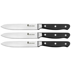 Deals and Offers on - Amazon Brand - Solimo Premium High-Carbon Stainless Steel Utility Knife Set, 3-Pieces, Silver Deals, Discounts & Offers on - Amazon Brand - Solimo Premium High-Carbon Stainless Steel Utility Knife Set, 3-Pieces, Silver