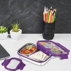 Deals and Offers on - CELLO Click It Toons Medium | 100% Food Grade | Leak Proof & Break Resistant | 2 Containers Lunch Box, 915 ml, Violet Deals, Discounts & Offers on - CELLO Click It Toons Medium | 100% Food Grade | Leak Proof & Break Resistant | 2 Containers Lunch Box, 915 ml, Violet