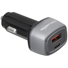 Deals and Offers on Mobile Accessories - Amazon Basics Car Charger with 36W Fast Charging | Dual Port -Type C and USB Output | Micro USB Cable Included (Grey) Deals, Discounts & Offers on Mobile Accessories - Amazon Basics Car Charger with 36W Fast Charging | Dual Port -Type C and USB Output | Micro USB Cable Included (Grey)