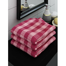 Deals and Offers on - Athom Trendz Living Ecosaviour Premium Cotton Bath Towel Pink Checkers (Pack of 3) Deals, Discounts & Offers on - Athom Trendz Living Ecosaviour Premium Cotton Bath Towel Pink Checkers (Pack of 3)