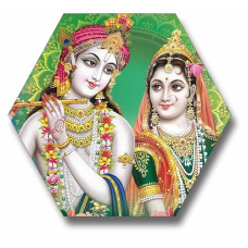 Deals, Discounts & Offers on  - SAF Radha krishna modern art UV Textured MDF Set of 3 Hexagon Painting 17 Inch X 17 Inch MOQ-HX30609s
