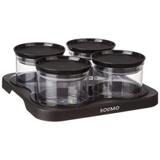 Deals, Discounts & Offers on  - Amazon Brand - Solimo Airtight Plastic Storage Container Set, With 4 Containers (500ml) & Serving Tray, BPA Free, Black