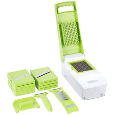 Deals and Offers on - Amazon Brand - Solimo 15-in-1 Stainless Steel Multipurpose Vegetable and Fruit Chopper, Green Deals, Discounts & Offers on - Amazon Brand - Solimo 15-in-1 Stainless Steel Multipurpose Vegetable and Fruit Chopper, Green