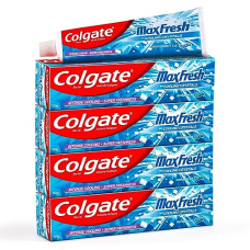 Deals and Offers on - Colgate MaxFresh 600g (150g x 4, Pack of 4) Breath Freshener Toothpaste, Peppermint Ice, Blue Gel Paste with Menthol, Cooling crystals controls Bad Breath Deals, Discounts & Offers on - Colgate MaxFresh 600g (150g x 4, Pack of 4) Breath Freshener Toothpaste, Peppermint Ice, Blue Gel Paste with Menthol, Cooling crystals controls Bad Breath