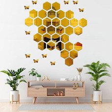 Deals and Offers on - Device of MM- MERAKI MART Non Glass 14 Wall Mirror with 10 Butterfly 3D Acrylic Hexagonal DIY Wall Sticker Decor Self Adhesive Tiles Wall Decor Art Deals, Discounts & Offers on - Device of MM- MERAKI MART Non Glass 14 Wall Mirror with 10 Butterfly 3D Acrylic Hexagonal DIY Wall Sticker Decor Self Adhesive Tiles Wall Decor Art