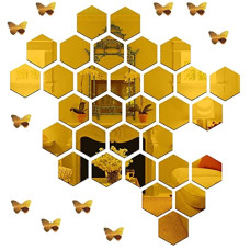 Deals and Offers on - Meraki Mart Acrylic Non Glass Hexagon Mirror Stickers for Wall, Wall Decoration Sticker, Wall Stickers Deals, Discounts & Offers on - Meraki Mart Acrylic Non Glass Hexagon Mirror Stickers for Wall, Wall Decoration Sticker, Wall Stickers