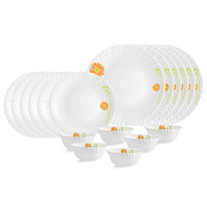 Deals and Offers on - Cello Opalware Dazzle Livid Lilac Dinner Set, 18 Units, White Deals, Discounts & Offers on - Cello Opalware Dazzle Livid Lilac Dinner Set, 18 Units, White