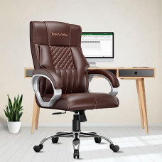 Deals, Discounts & Offers on Furniture - beAAtho Oxford Ergonomic Leatherette Executive High Back Revolving Desk Office Chair with 3 Years Warranty (Brown)