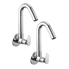 Deals and Offers on Home Improvement - Oleanna Omosc_set2 Metro Brass Sink Tap With Swivel Casted Spout Wall Mounted Model (Silver, Chrome, Pack of 2) Deals, Discounts & Offers on Home Improvement - Oleanna Omosc_set2 Metro Brass Sink Tap With Swivel Casted Spout Wall Mounted Model (Silver, Chrome, Pack of 2)