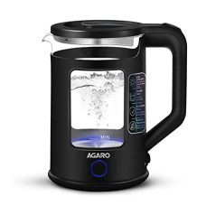 Deals, Discounts & Offers on  - AGARO Galaxy Electric Kettle with Keep Warm Function, BPA Free PP Plastic & Glass body, Double Wall Design, Bicolor LED, 1.5L, Hot Water Kettle with Auto Shut-Off and Boil Dry Protection, Black
