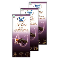 Deals and Offers on - Sugar Free D'lite Quinoa & Almonds Dark Chocolate Bar, 40g (Pack of 3) Deals, Discounts & Offers on - Sugar Free D'lite Quinoa & Almonds Dark Chocolate Bar, 40g (Pack of 3)