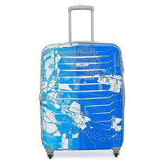 Deals and Offers on - Skybags Trooper 75 cms Large Check-in Polycarbonate Hardsided 4 Wheels Spinner Luggae/Suitcase/Trolley Bag- Blue and White Deals, Discounts & Offers on - Skybags Trooper 75 cms Large Check-in Polycarbonate Hardsided 4 Wheels Spinner Luggae/Suitcase/Trolley Bag- Blue and White