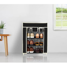 Deals, Discounts & Offers on  - Amazon Brand - Solimo Alloy Steel Foldable Shoe Rack, 4 Layer, Black