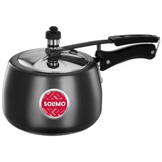 Deals and Offers on Cookware - Amazon Brand - Solimo Hard Anodised Aluminium and Stainless Steel Pressure Cooker | Inner Lid | Induction and Gas Stove Compatible | 100% Food-Grade Rubber | 3 L Deals, Discounts & Offers on Cookware - Amazon Brand - Solimo Hard Anodised Aluminium and Stainless Steel Pressure Cooker | Inner Lid | Induction and Gas Stove Compatible | 100% Food-Grade Rubber | 3 L