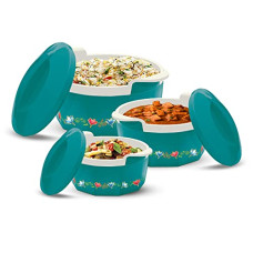 Deals and Offers on - Milton Elegance Jr. Inner Stainless Steel Casserole Gift Set of 3 (395 ml, 750 ml, 1.35 Litres), Green | PU Insulated | BPA Free | Food Grade | Hot & Cold | Easy To Carry Deals, Discounts & Offers on - Milton Elegance Jr. Inner Stainless Steel Casserole Gift Set of 3 (395 ml, 750 ml, 1.35 Litres), Green | PU Insulated | BPA Free | Food Grade | Hot & Cold | Easy To Carry