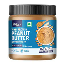 Deals, Discounts & Offers on  - Saffola FITTIFY Whey Protein Peanut Butter | Unsweetened | Extra Crunchy | High Protein | No Added Sugar | Diabetic Friendly | Keto Diet | 340g