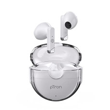 Deals, Discounts & Offers on Headphones - pTron Bassbuds Fute 5.1 Bluetooth Truly Wireless Featherlite TWS in Ear Earbuds with Mic, 25Hrs Playtime, 13mm Driver, Immersive Audio Headphones, Touch Control, Voice Assist & Fast Charging (White)