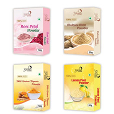 Deals, Discounts & Offers on Beauty Care - glowious Combo Pack of 4 (Rose Petal, Multani Mitti, Kasturi Turmeric & Lemon Peel Powder) 200gms (50gX4)