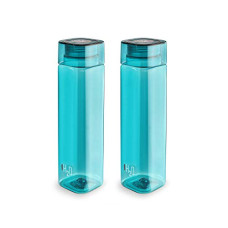 Deals, Discounts & Offers on  - Cello H2O Squaremate Plastic Water Bottle, 1-Liter, Set of 2, Teal Green