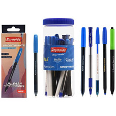 Deals, Discounts & Offers on Stationery - Reynolds BLUE BALL PEN COMBO 25 PENS JAR & Reynolds SMOOTHMATE 10 CT PENS - BLUE Ball Pen