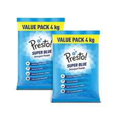 Deals and Offers on - Amazon Brand - Presto! Super Blue Detergent Powder 8 Kg Twin (4Kg + 4Kg) Pack Deals, Discounts & Offers on - Amazon Brand - Presto! Super Blue Detergent Powder 8 Kg Twin (4Kg + 4Kg) Pack
