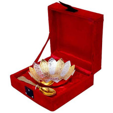 Deals, Discounts & Offers on  - INDICRAFTSVILLA: Crafts Place to Discover World Silver/Gold Plated Single Kamal Bowl with Royal Velvet Box- 2 PCS Set