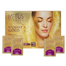 Deals, Discounts & Offers on Beauty Care - Lotus Herbals Radiant Gold Facial Kit For Instant Glow With 24K Pure Gold & Papaya,4 Easy Steps, 37g (Single Use)