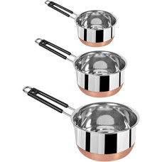 Deals, Discounts & Offers on Cookware - Stainless Steel Copper Bottom Sauce Pan/Milk PAN/Tea PAN/Tapeli/Patila/Bhagona 3 pcs Combo Set Capacity:- 1, 1.5, 2 Liter Sauce Pan