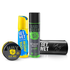 Deals, Discounts & Offers on Beauty Care - SET WET Styling Kit- Cool Avatar Deodorant For Men 150ml, Clay Wax 60g, Extreme Hold Hair Spray
