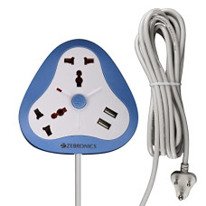 Deals, Discounts & Offers on Electronics - ZEBRONICS ZEB-PS2120 USB 2500W USB Power Extension Socket 2 USB Ports, a Power Indicator Along with 2.8ft Cable Length