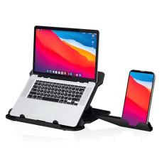 Deals, Discounts & Offers on Laptop Accessories - Portronics My Buddy Hexa 22 Laptop Stand with 360 Rotation Base, Mobile Stand, 7 Adjustable Heights, Air Ventilation, Portable & Foldable Design