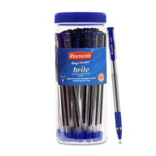 Deals, Discounts & Offers on Electronics - Reynolds BRITE BP 25 CT JAR - BLUE | Ball Point Pen Set With Comfortable Grip | Pens For Writing | School and Office Stationery | Pens For Students | 0.7 mm Tip Size