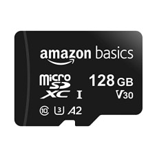 Deals and Offers on - Amazon Basics 128GB microSDXC Memory Card with Full Size Adapter, 100MB/s, U3 Deals, Discounts & Offers on - Amazon Basics 128GB microSDXC Memory Card with Full Size Adapter, 100MB/s, U3