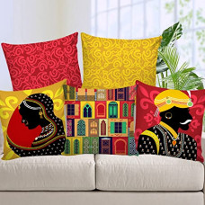 Deals, Discounts & Offers on  - AEROHAVEN Set of 5 Ethnic Hand Made Jute Throw/Pillow Cushion Covers - CC181 - (16 x 16 Inch)