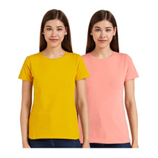 Deals, Discounts & Offers on Women - Amazon Brand - Symbol Women Cotton Regular Fit T-Shirt (Pack of 2)