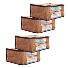 Deals, Discounts & Offers on  - Amazon Brand - Solimo 4 Piece Non Woven Fabric Saree Cover Set with Transparent Window, Large, Brown