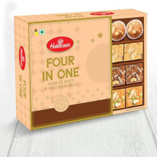 Deals, Discounts & Offers on  - Haldirams Four in One 450g, Savour The Variety of Indian Sweets (Contains Dodha Burfi, Patisa, Besan Burfi & Panjeeri Ladoo)