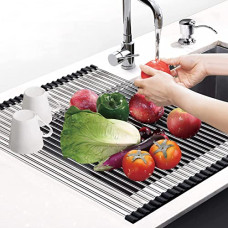 Deals and Offers on - Elpico Roll Up Foldable Over The Sink Multipurpose Dish Drying Drainer Adjustable Rack For Washing Dishes -Stainless Steel (18 X 17.7 Inch) (45.5 X 45 Cm) Deals, Discounts & Offers on - Elpico Roll Up Foldable Over The Sink Multipurpose Dish Drying Drainer Adjustable Rack For Washing Dishes -Stainless Steel (18 X 17.7 Inch) (45.5 X 45 Cm)