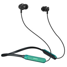 Deals, Discounts & Offers on Headphones - pTron Tangent Duo Bluetooth 5.2 Wireless in Ear Headphones, 13mm Driver, Deep Bass, HD Calls, Fast Charging Type-C Neckband, Dual Pairing, Voice Assistant & IPX4 Water Resistant (Black/Green)