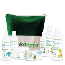 Deals, Discounts & Offers on Baby Care - The Eco Mama 7-in-1 Baby Skin & Hair Care Combo Kit (Small) with Toxin Free Tear Free Baby Shampoo, Massage Oil , Body Lotion, Body Wash, Hair Oil (50ml each), Rash Gel (50 gms), Soap and a FREE Bag | For Newborn Babies Kids Baby Shower Gift Set | Suitabl
