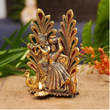 Deals, Discounts & Offers on  - KridayKraft Radha Krishna Peacock Diya Metal Statue,Radha Krishna murti for Puja & Home Decor,Showpiece Gifts Idols,Return gift,Birthday Gift,Gift
