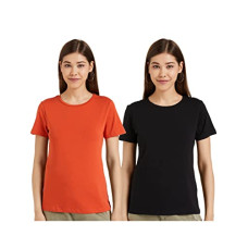Deals, Discounts & Offers on Women - Amazon Brand - Symbol Women Cotton Regular Fit T-Shirt (Pack of 2)