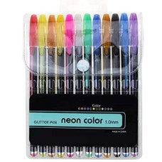 Deals, Discounts & Offers on Stationery - FunBlast Glitter Pen Set, Pack of 12 Glitter Pen, Neon Color Pen Set - Color Gel Pen Set, Glitter, Metallic, Neon Pen Set for Kids Suitable