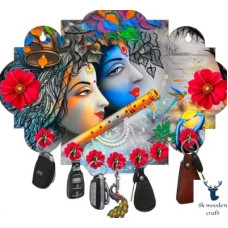 Deals and Offers on - SK PARO Radha Krishna wood key holder 7 Hooks Wood Key Holder(7 Hooks, Multicolor) Deals, Discounts & Offers on - SK PARO Radha Krishna wood key holder 7 Hooks Wood Key Holder(7 Hooks, Multicolor)