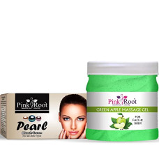 Deals, Discounts & Offers on Beauty Care - Pink Root Green Apple Massage Gel 500ml with Pearl Bleach 250gm
