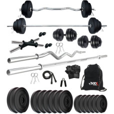 Deals, Discounts & Offers on Home & Kitchen - KRX PVC 40 Kg Home Gym Set with 3 Ft Curl & 5 Ft plain Rod & 1 Pair Dumbbell Rods Home Gym Kit
