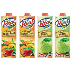 Deals, Discounts & Offers on  - Real Masala Mixed Fruit 1L (Pack of 2) & Real Fruit Juice, Masala Guava, 1L (Pack of 2)