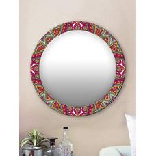 Deals, Discounts & Offers on  - 999STORE Printed Small Round Mirror Mirror Frames Classical Floral Pattern Round Mirror (MDF_17X17 Inch_Multi) MirrorRSZ1044